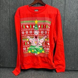SpongeBob Squarepants Red Crewneck Sweater with Festive Design